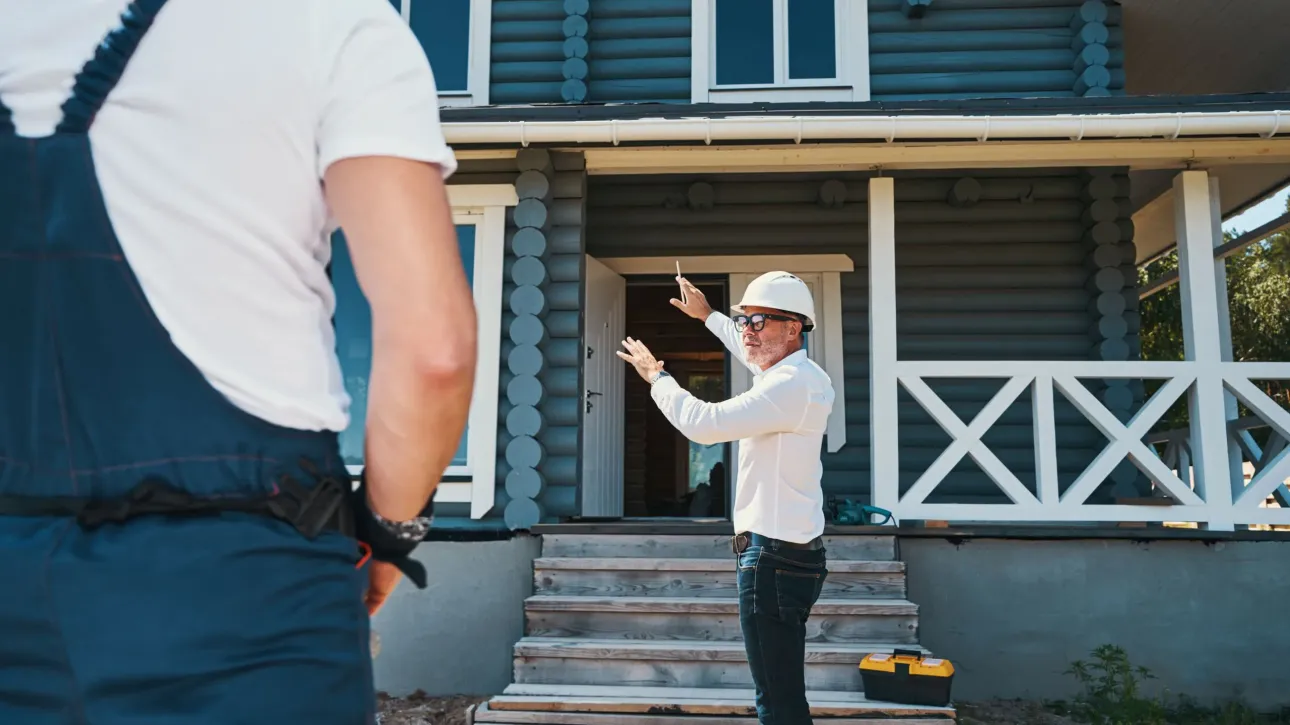 Contractor and homeowner reviewing post-inspection repair timeline and scheduling before closing deadline