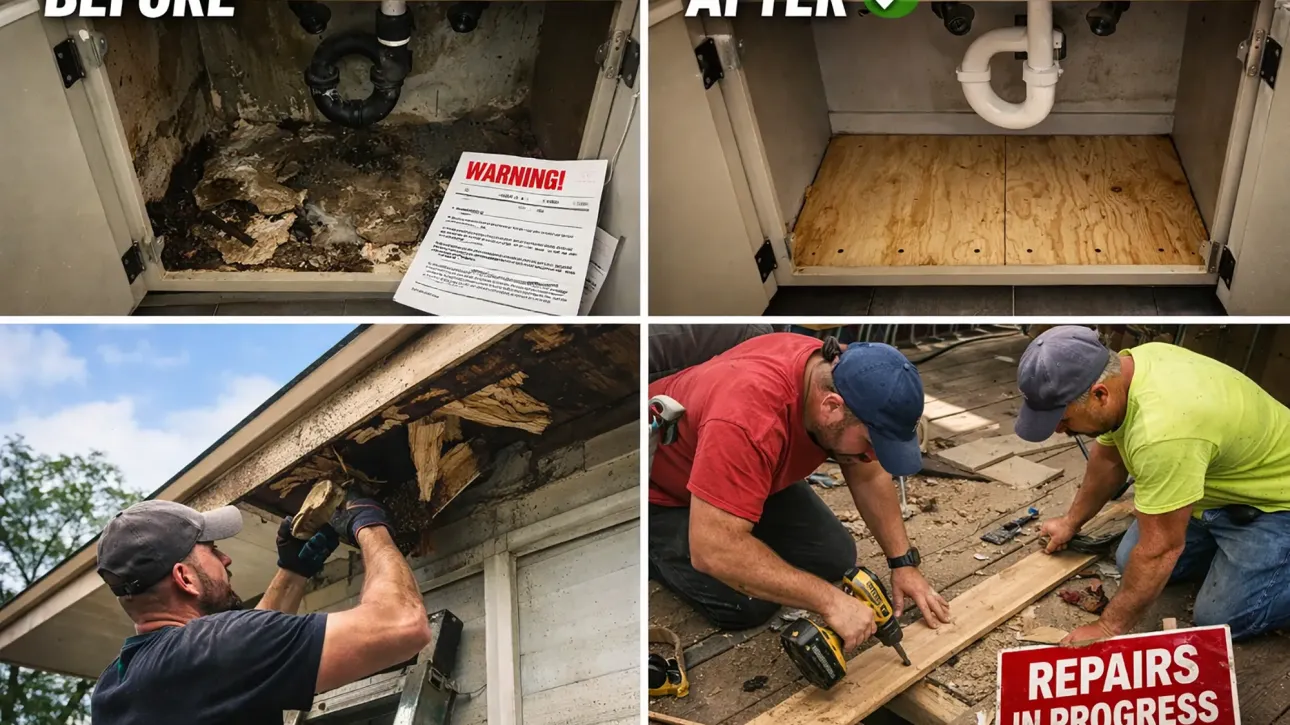 Home inspector reviewing 12-item inspection report at Keller Texas home before closing deadline.